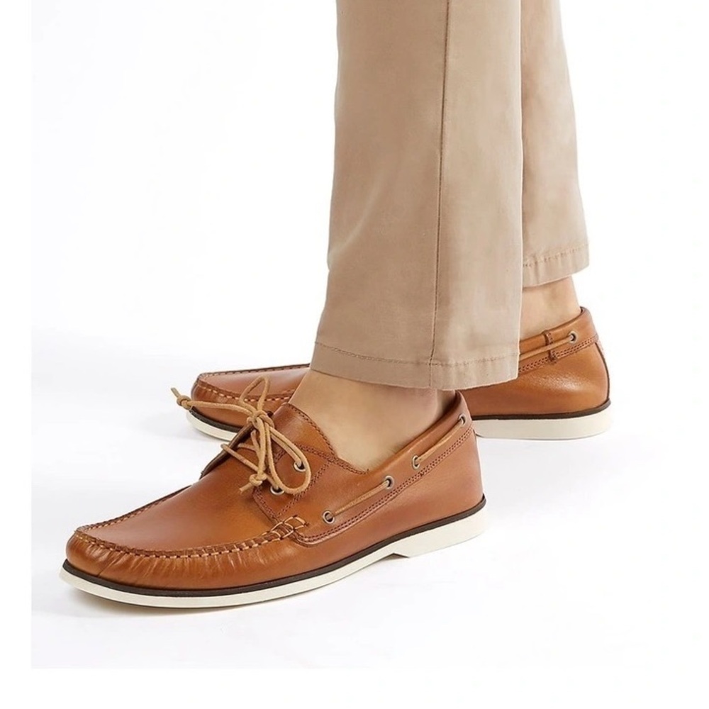 Tommy Hilfiger Boat Deck Shoes Mens Size 8 Brown Leather Bowman Slip On loafers